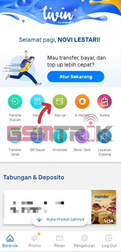 Cara Beli Pulsa di Livin Mandiri Ketuk Menu Top UP