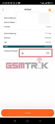 Ketuk Kolom Password Transaksi