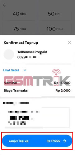 Tap Lanjut Top up